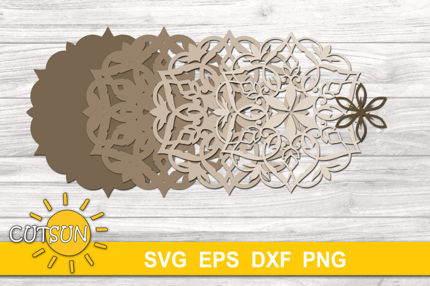 3D Layered Mandala SVG 5 layers