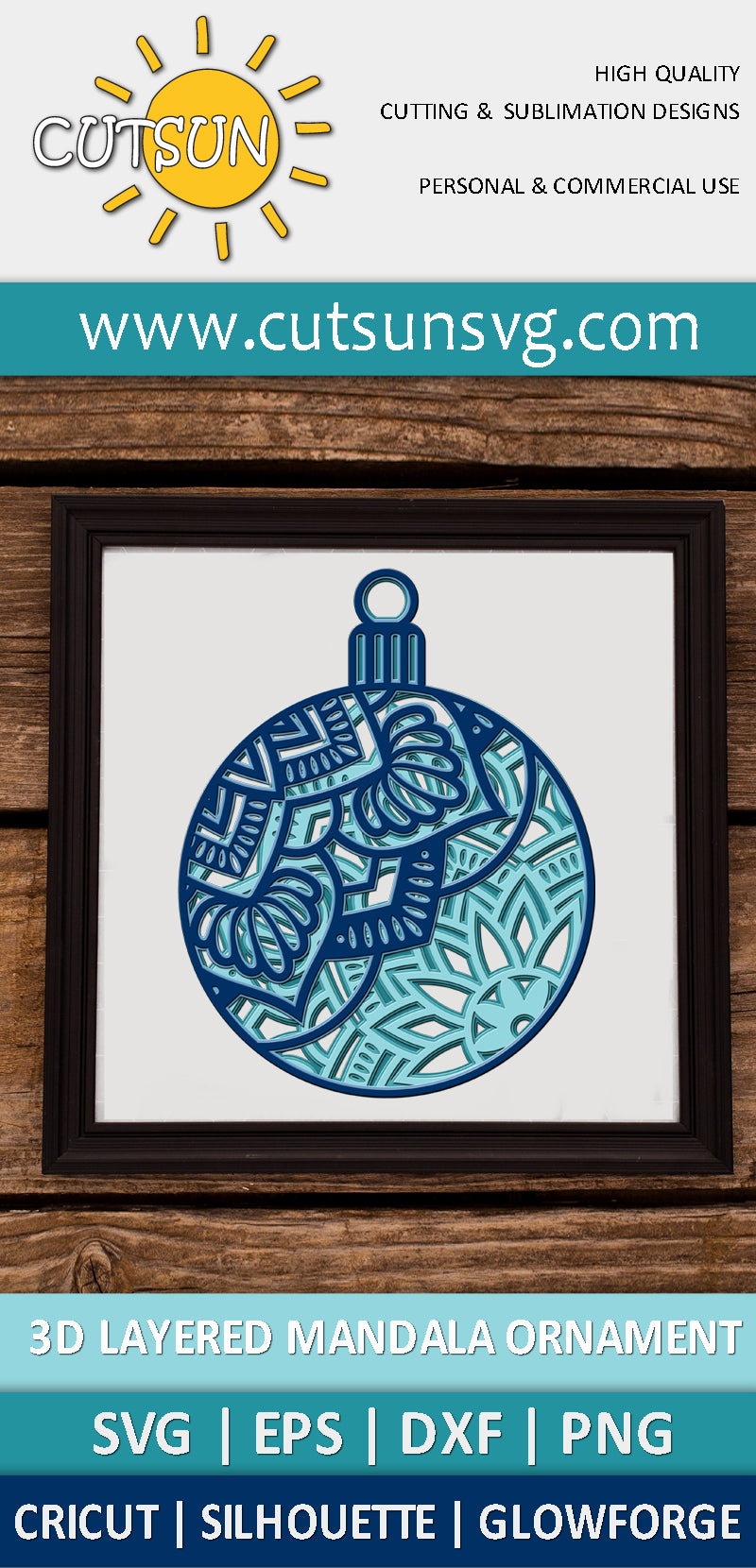 3D Layered Mandala Christmas Ornament
