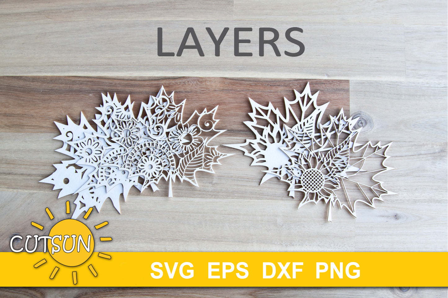 3D Layered Maple Leaf SVG