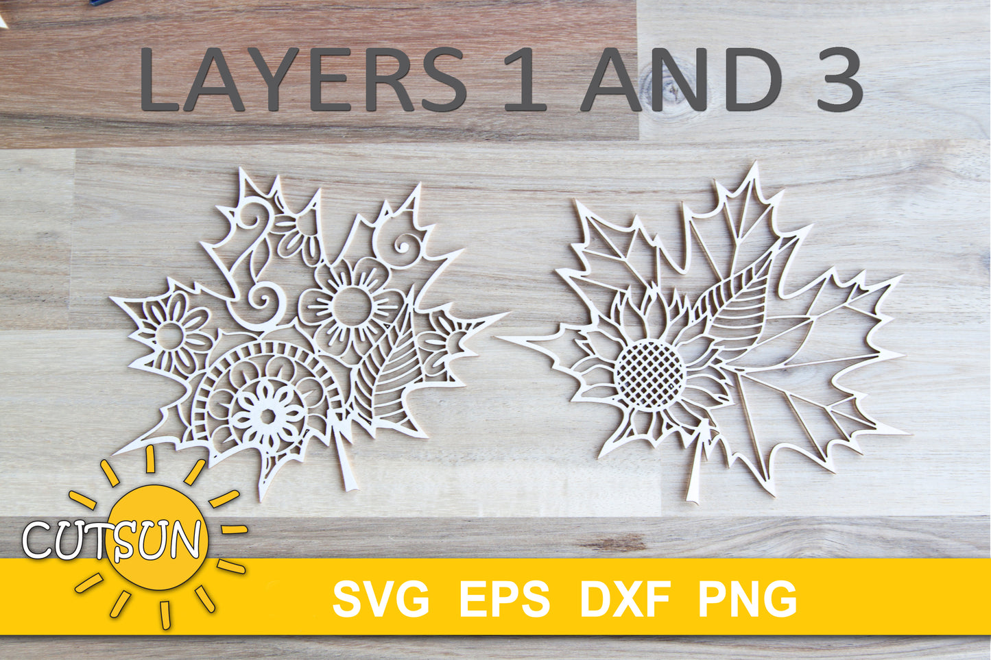 3D Layered Maple Leaf SVG