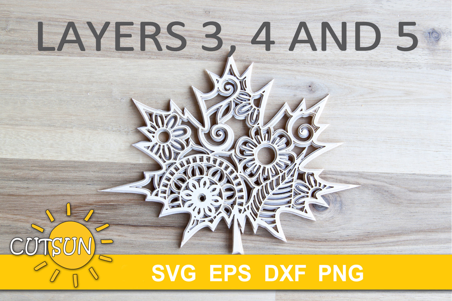 3D Layered Maple Leaf SVG