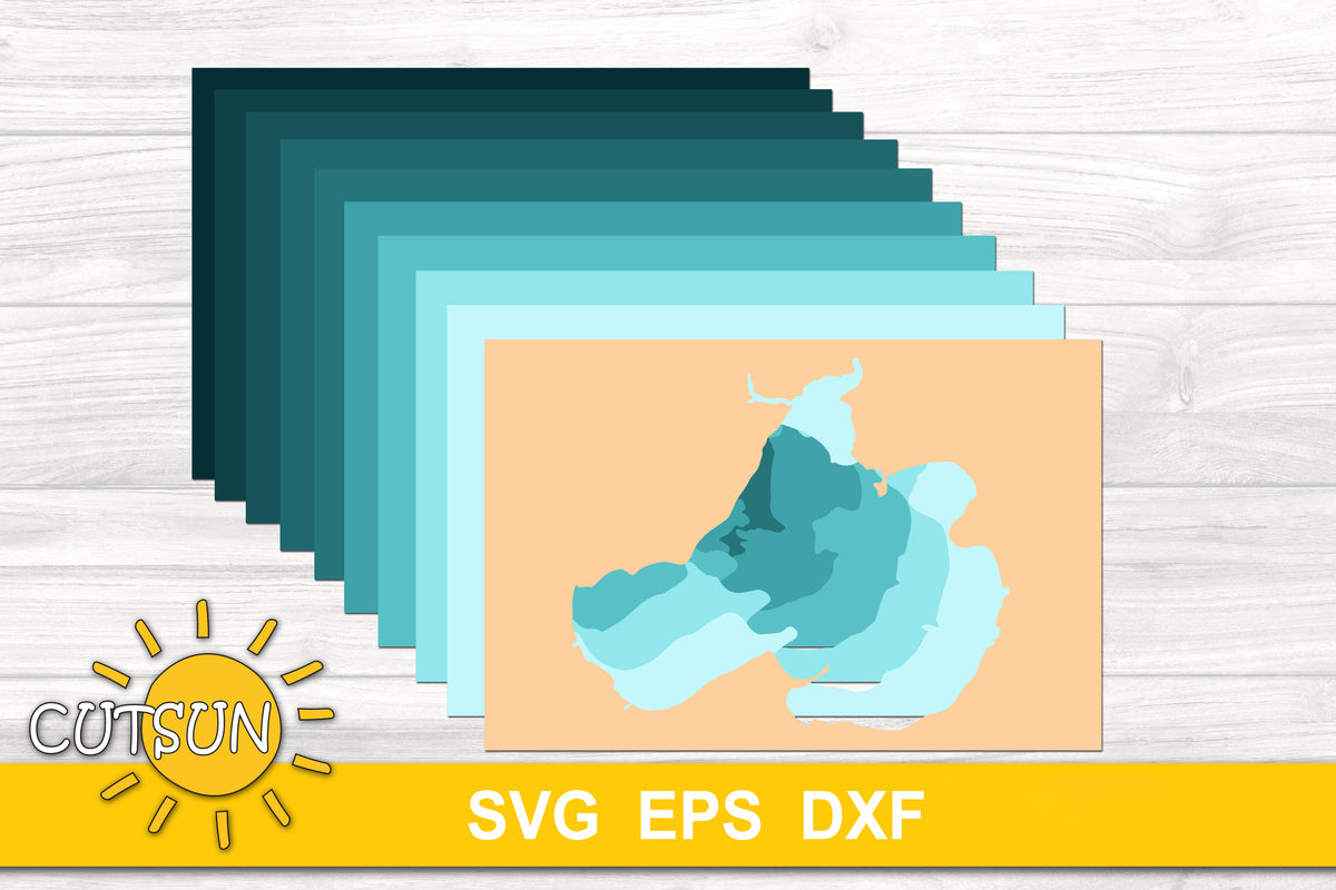 3D Layered Lake Mendota depth map 10 layers Cutsunsvg