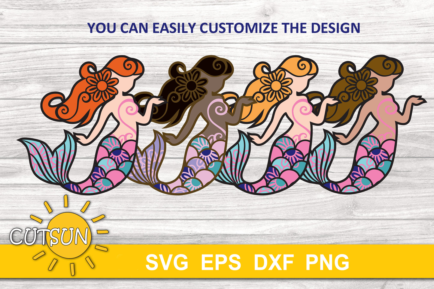 3D Layered Mermaid SVG