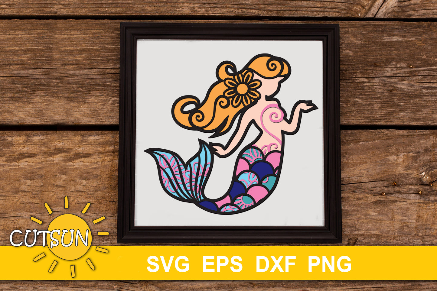 3D Layered Mermaid SVG