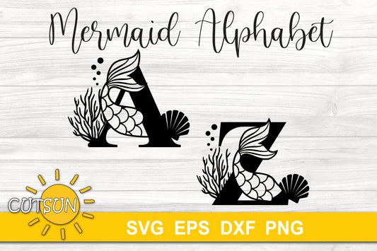 Mermaid Alphabet SVG