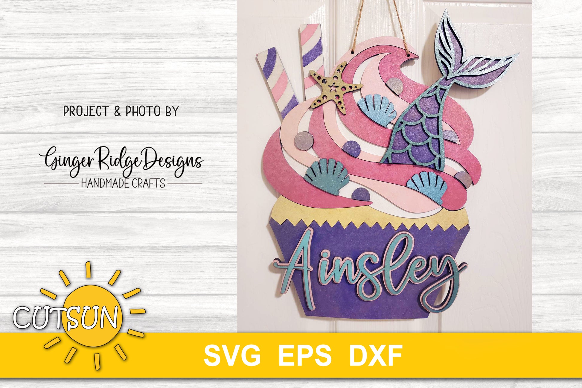 Mermaid cupcake nursery sign SVG