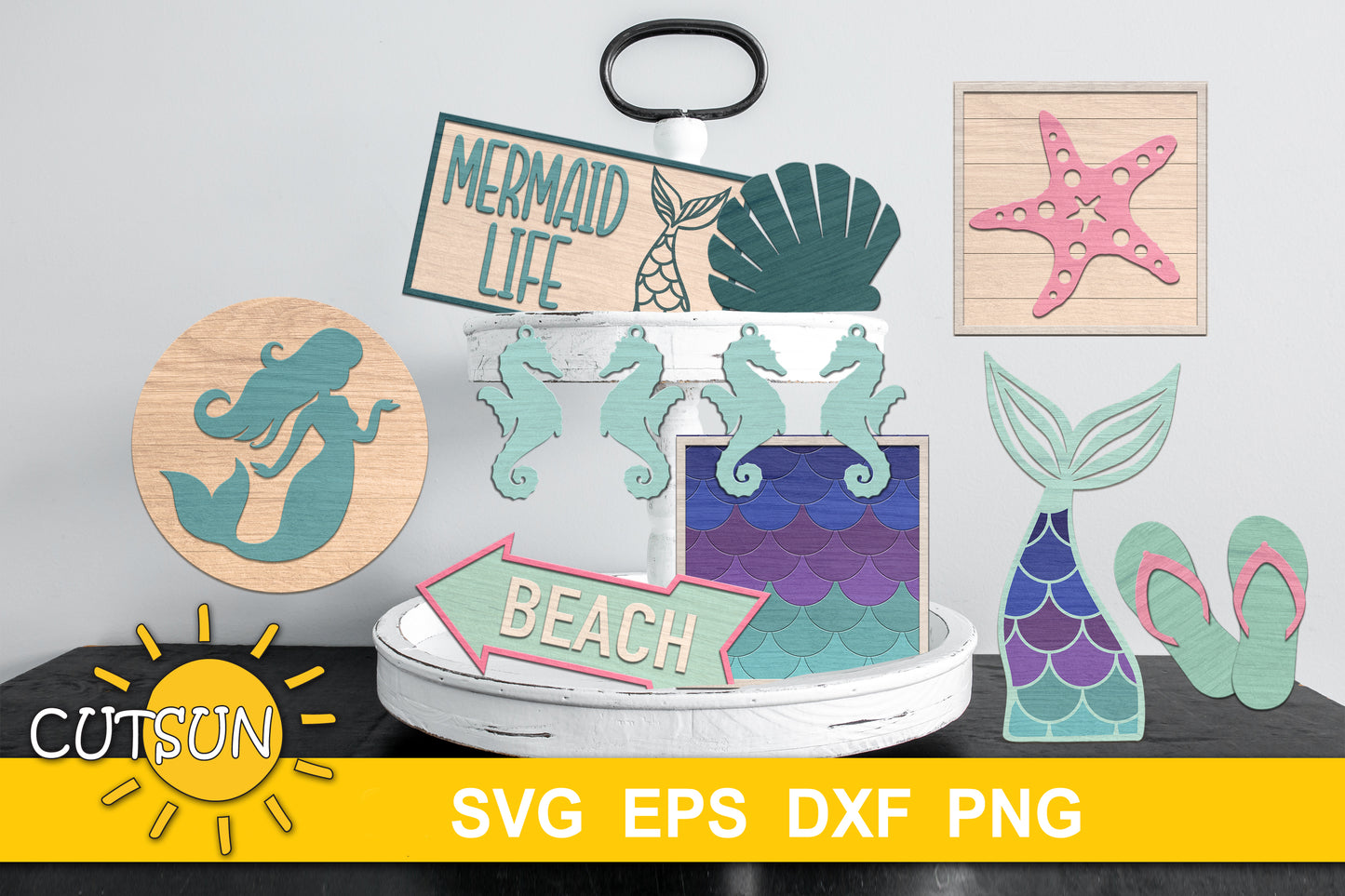 Mermaid Tiered tray svg | Mermaid life tiered tray SVG