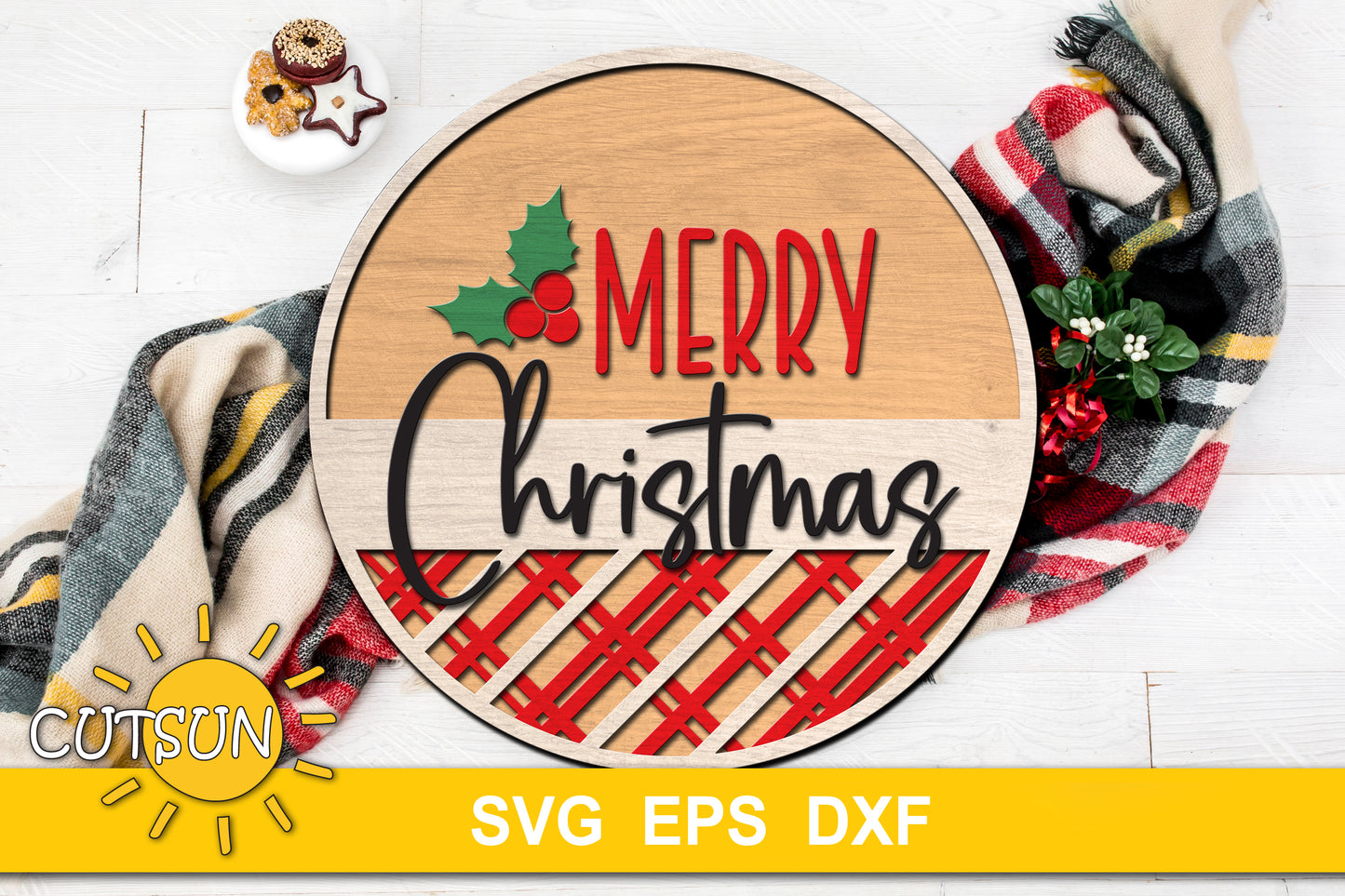 Merry Christmas Round Sign SVG
