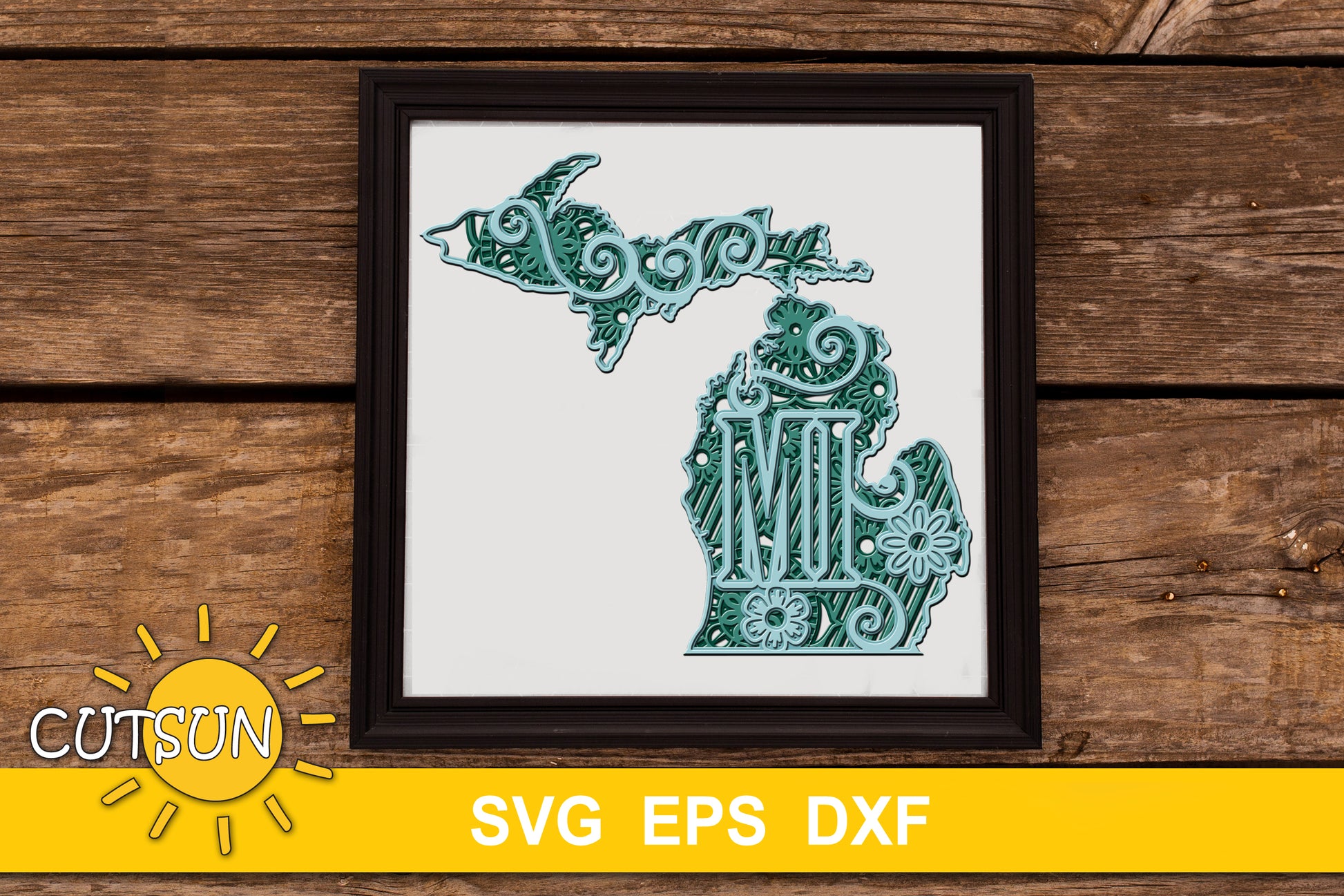 3D Layered Michigan Mandala SVG