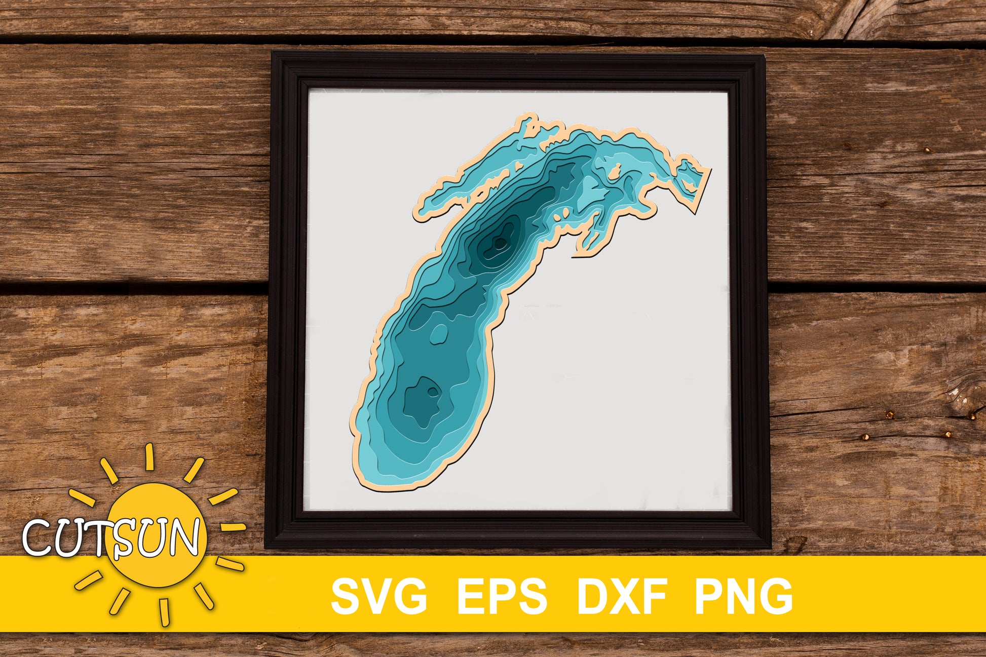 3D Layered Map Lake Michigan SVG