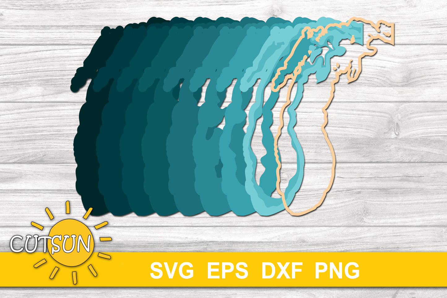 3D Layered Map Lake Michigan SVG