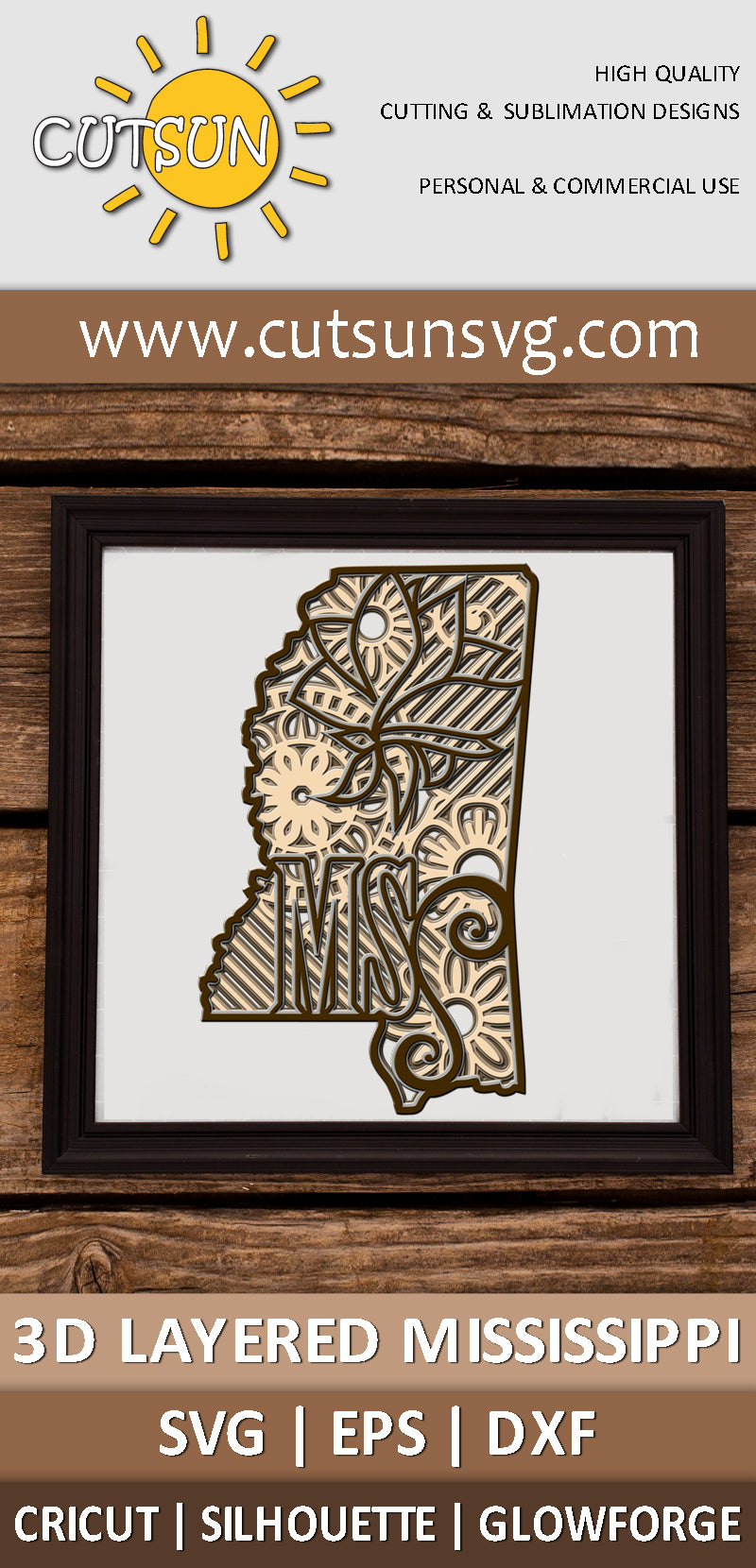 3D Layered Mississippi Mandala SVG