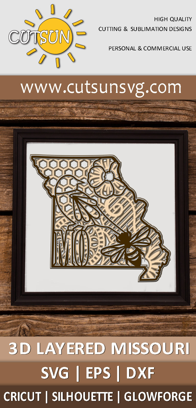 3D Layered Missouri Mandala SVG