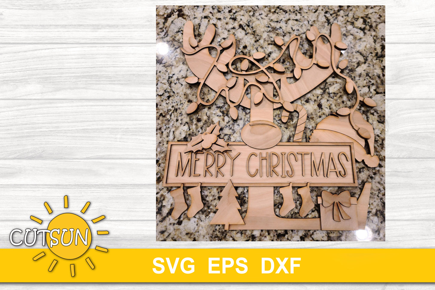 Christmas Monogram Door Hanger SVG Bundle | Christmas door hanger SVG | Laser cut file
