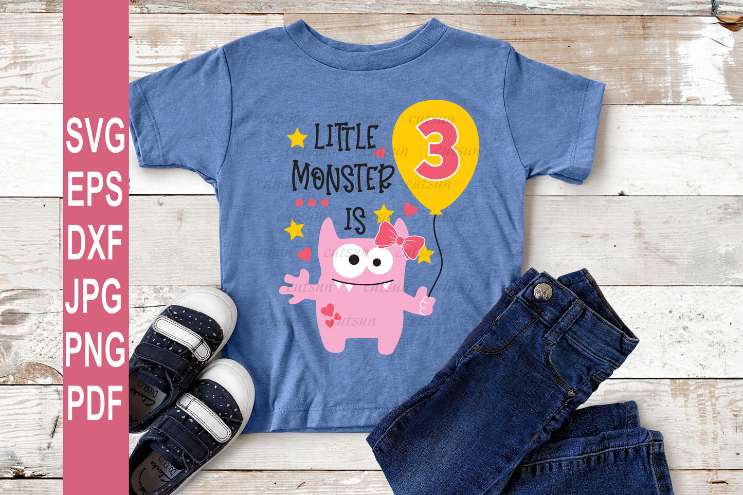 Little Monster is Three SVG | Baby monster Girl SVG