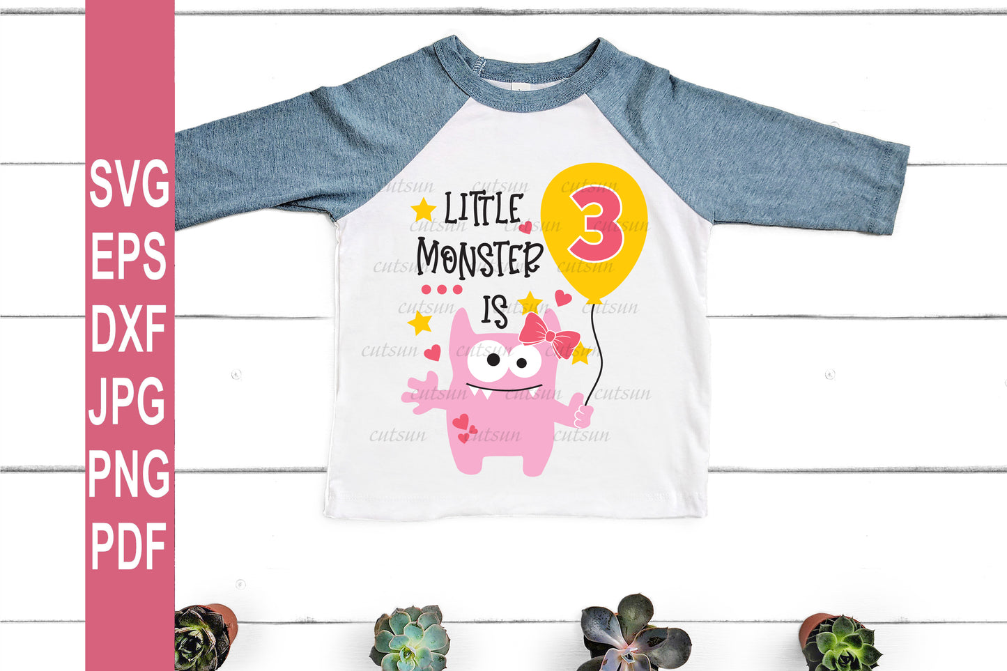 Little Monster is Three SVG | Baby monster Girl SVG