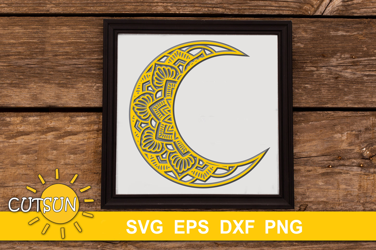 3D Layered Floral Moon SVG