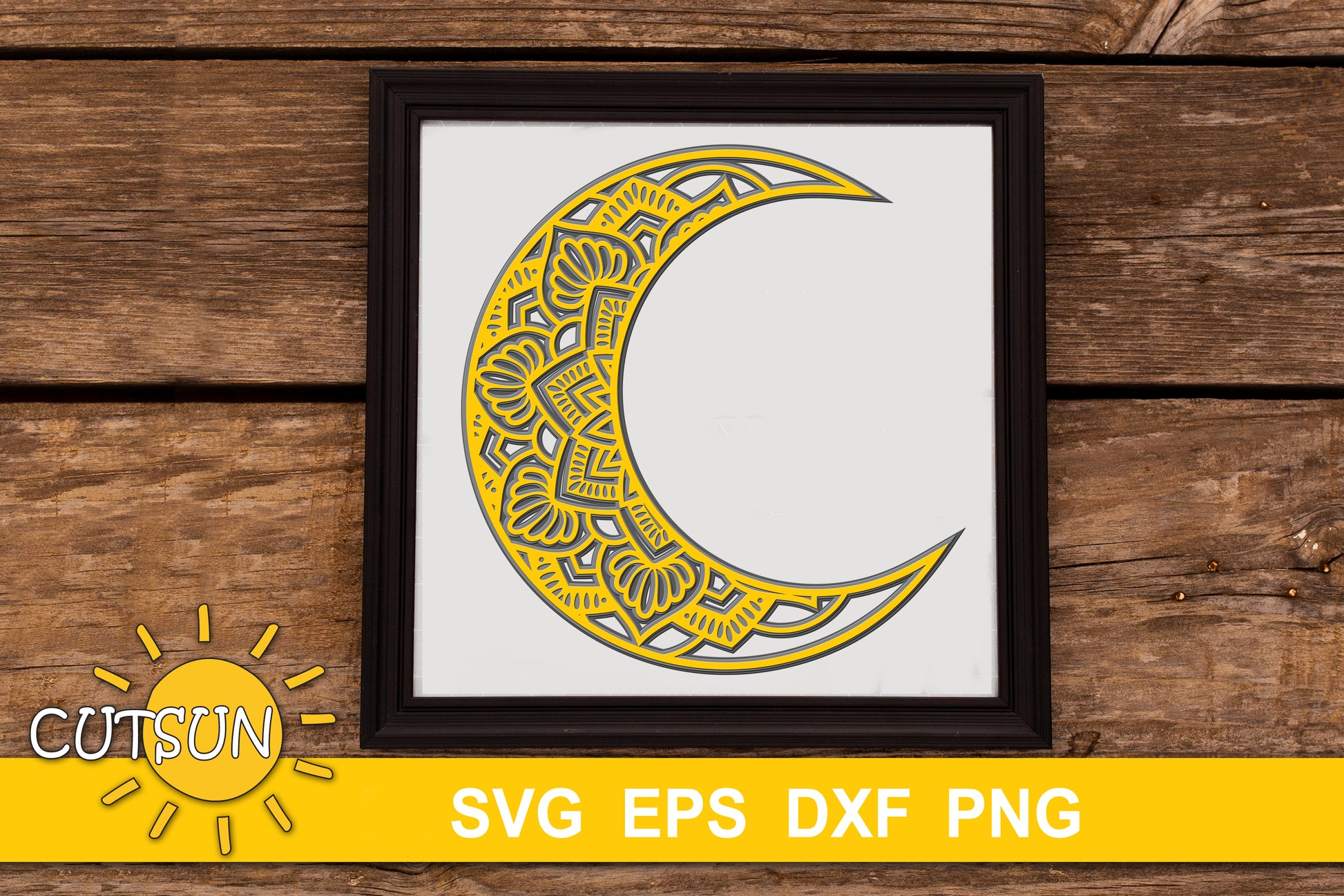 3D Layered Floral Moon SVG
