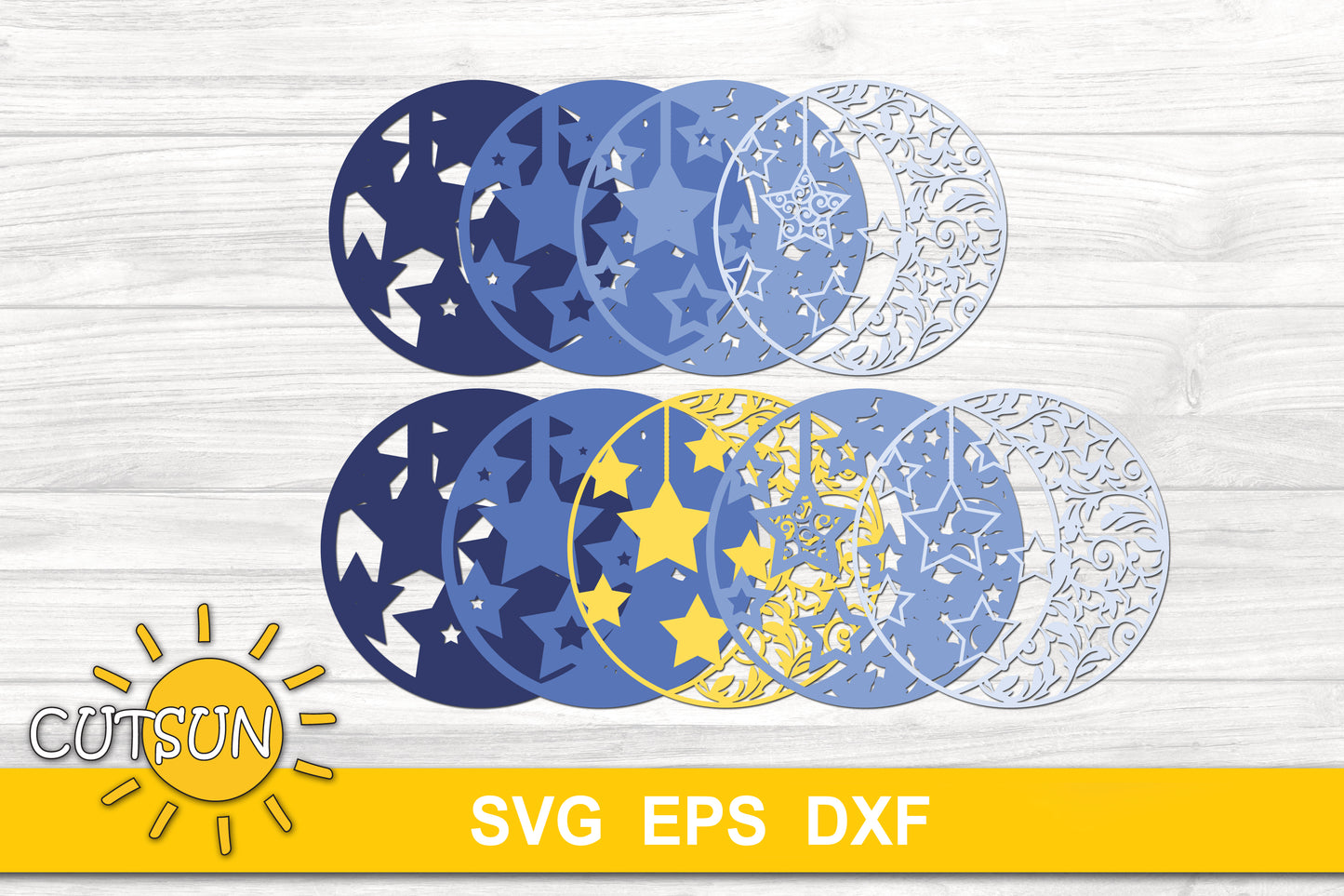 3D Layered Moon SVG | 3D Layered Celestial SVG