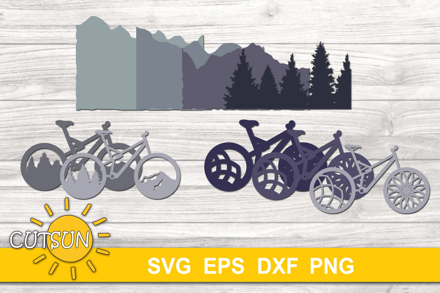 3D Layered Mountain bike SVG