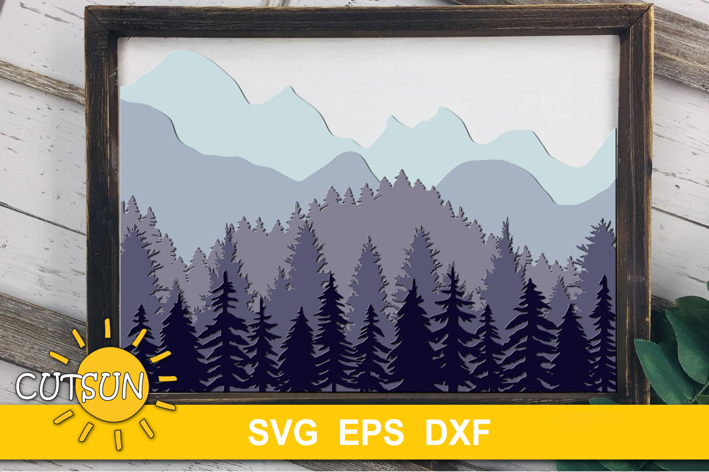 3D Layered Mountains SVG