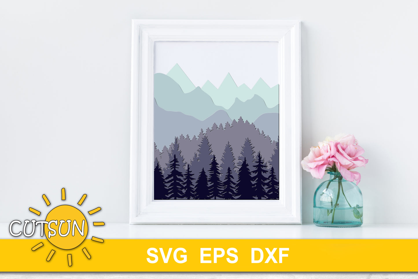 3D Layered Mountains SVG