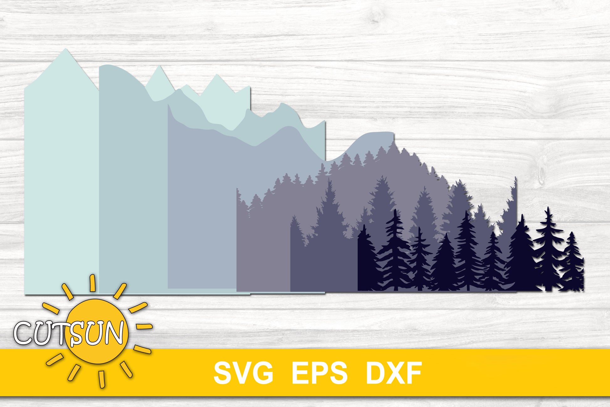 3D Layered Mountains SVG