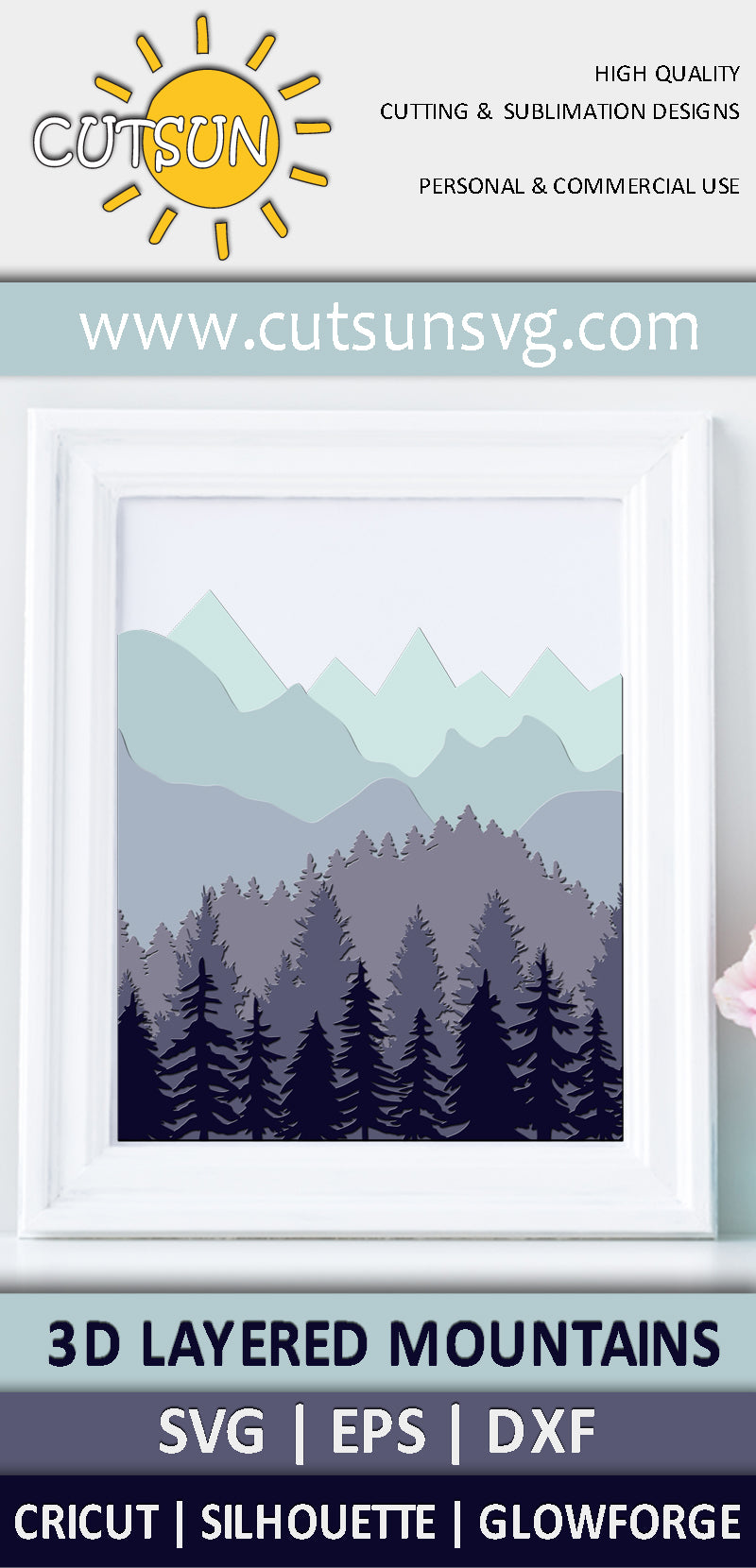 3D Layered Mountains SVG
