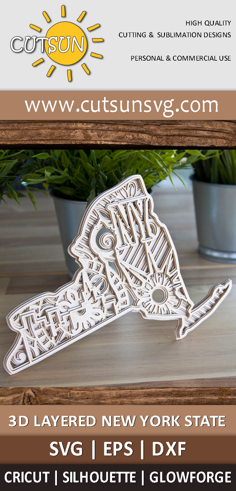 3D Layered New York State Mandala SVG