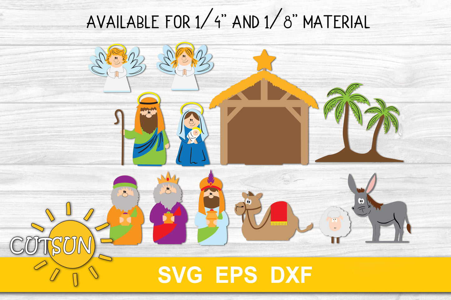Cute Nativity shelf sitters set SVG