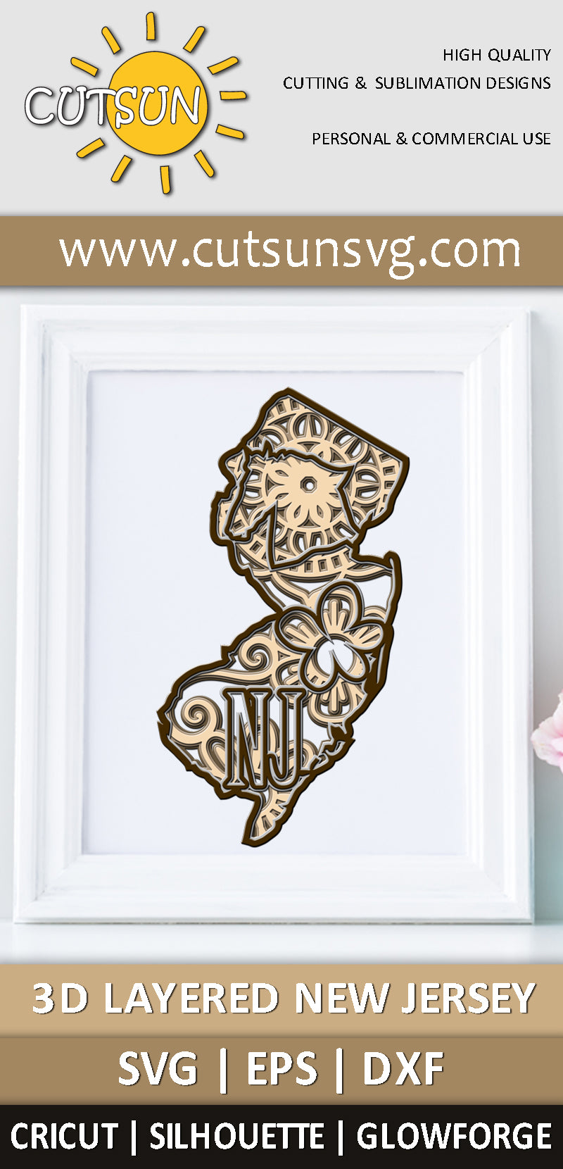3D Layered New Jersey Mandala SVG
