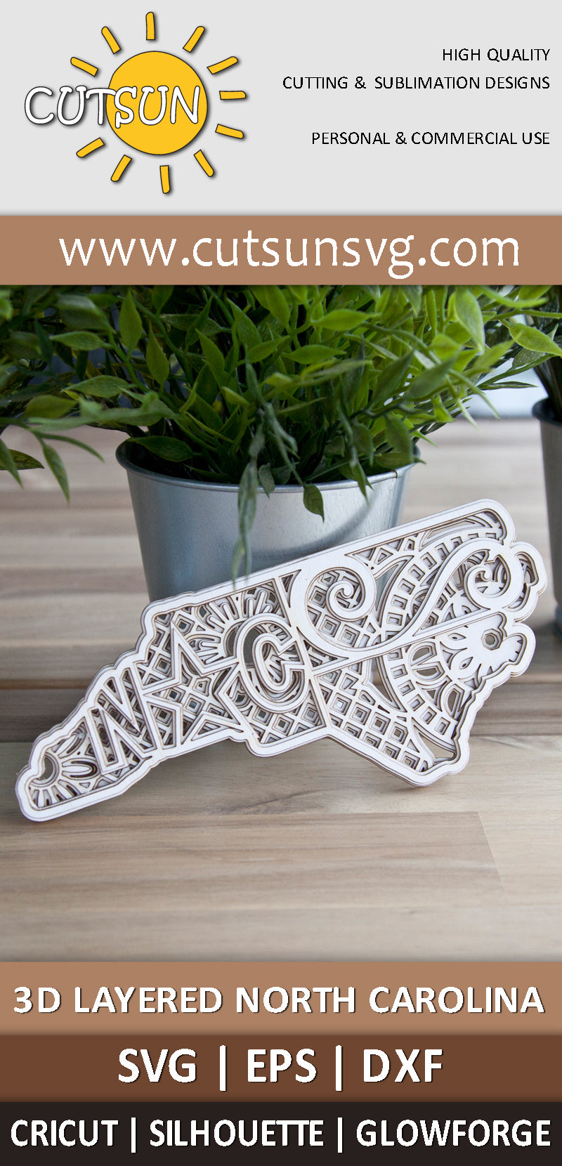 3D Layered North Carolina Mandala SVG