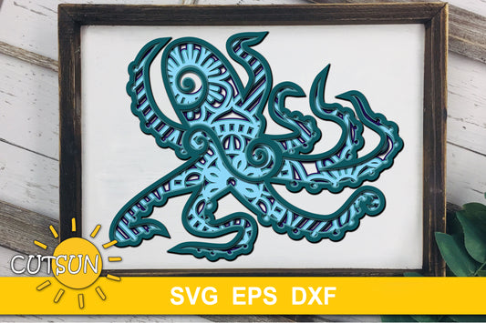 3D Layered Octopus SVG