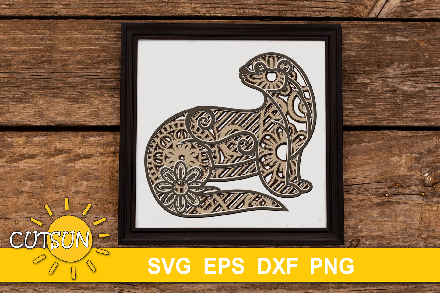 3D Layered Otter SVG | 5-Layer Laser Cut File | Cricut svg | Decorative Otter design