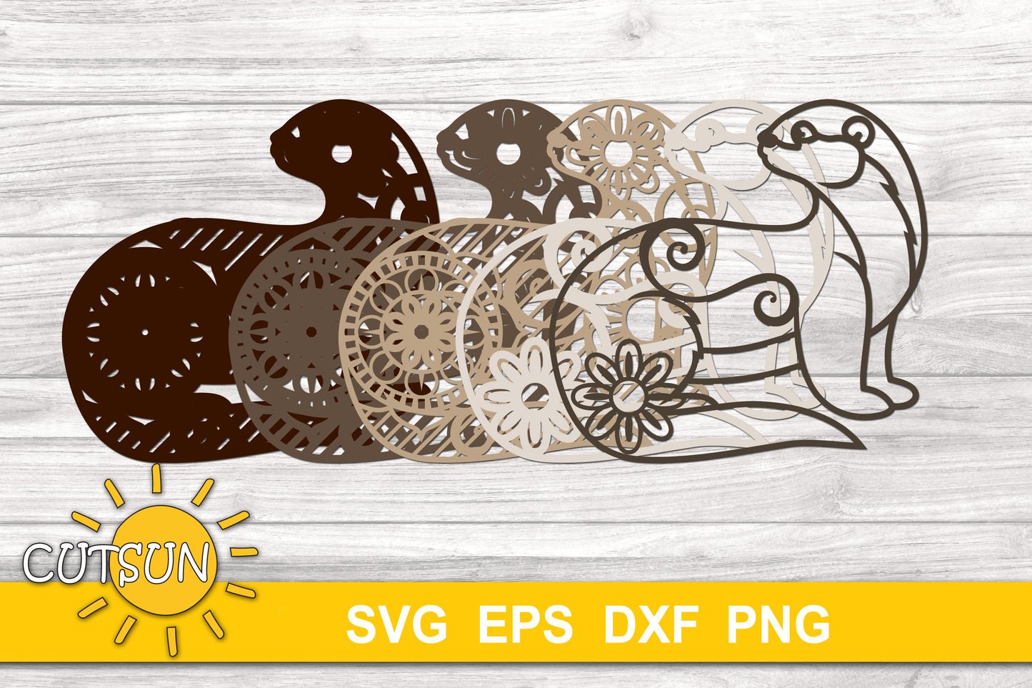 3D Layered Otter SVG | 5-Layer Laser Cut File | Cricut svg | Decorative Otter design