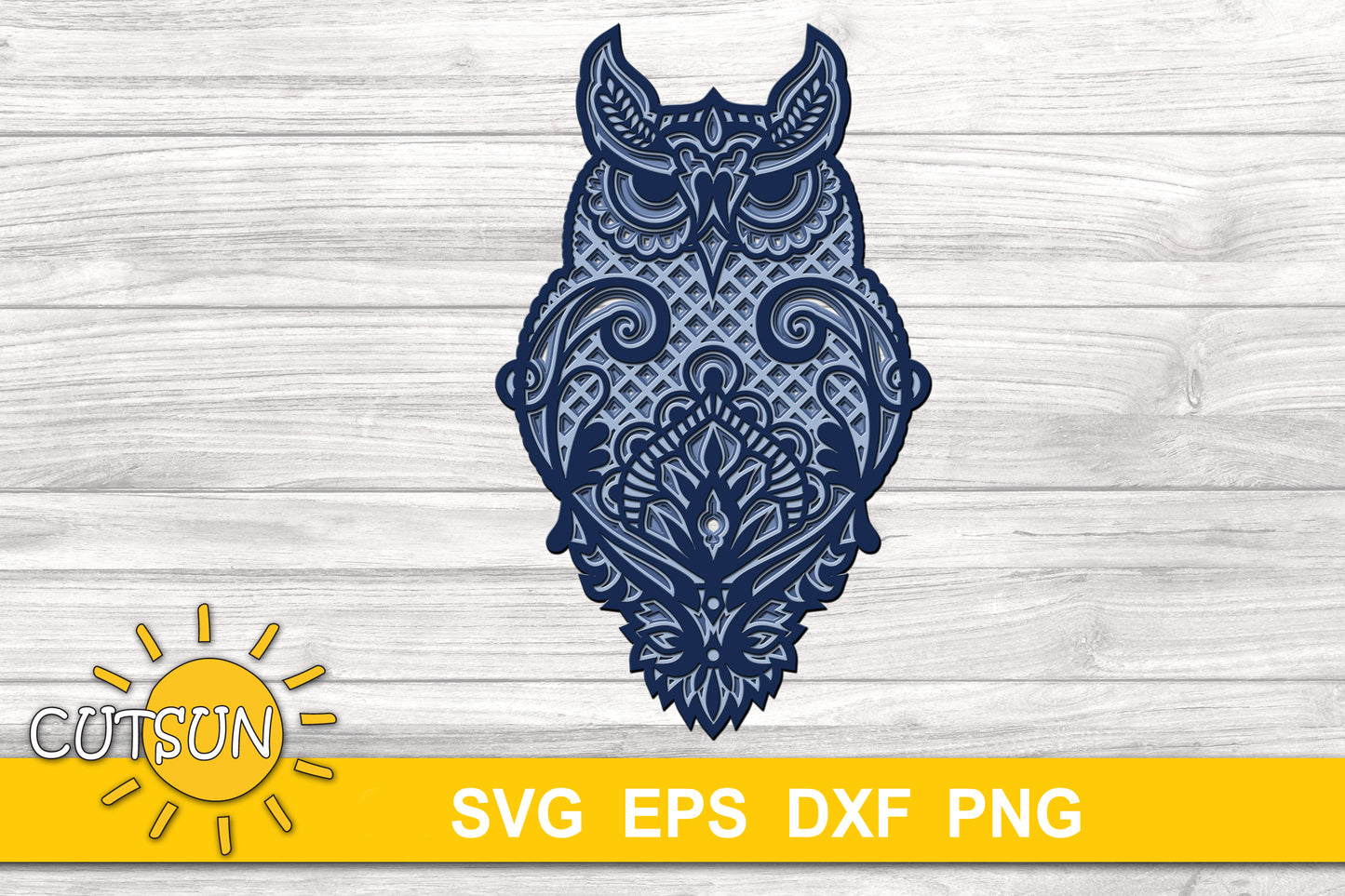 3D Layered Owl Mandala 4 layers | 3D layered svg