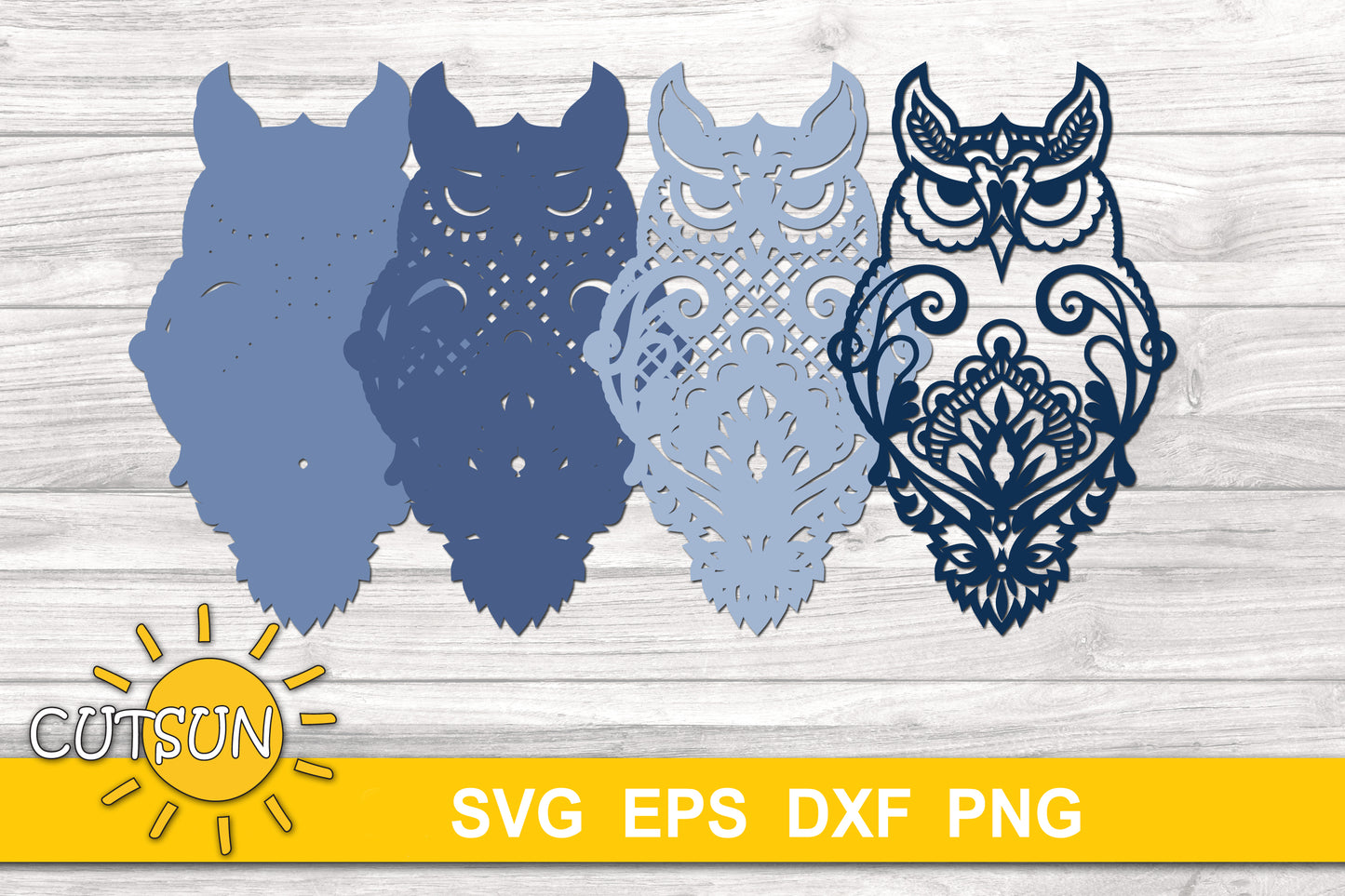 3D Layered Owl Mandala 4 layers | 3D layered svg