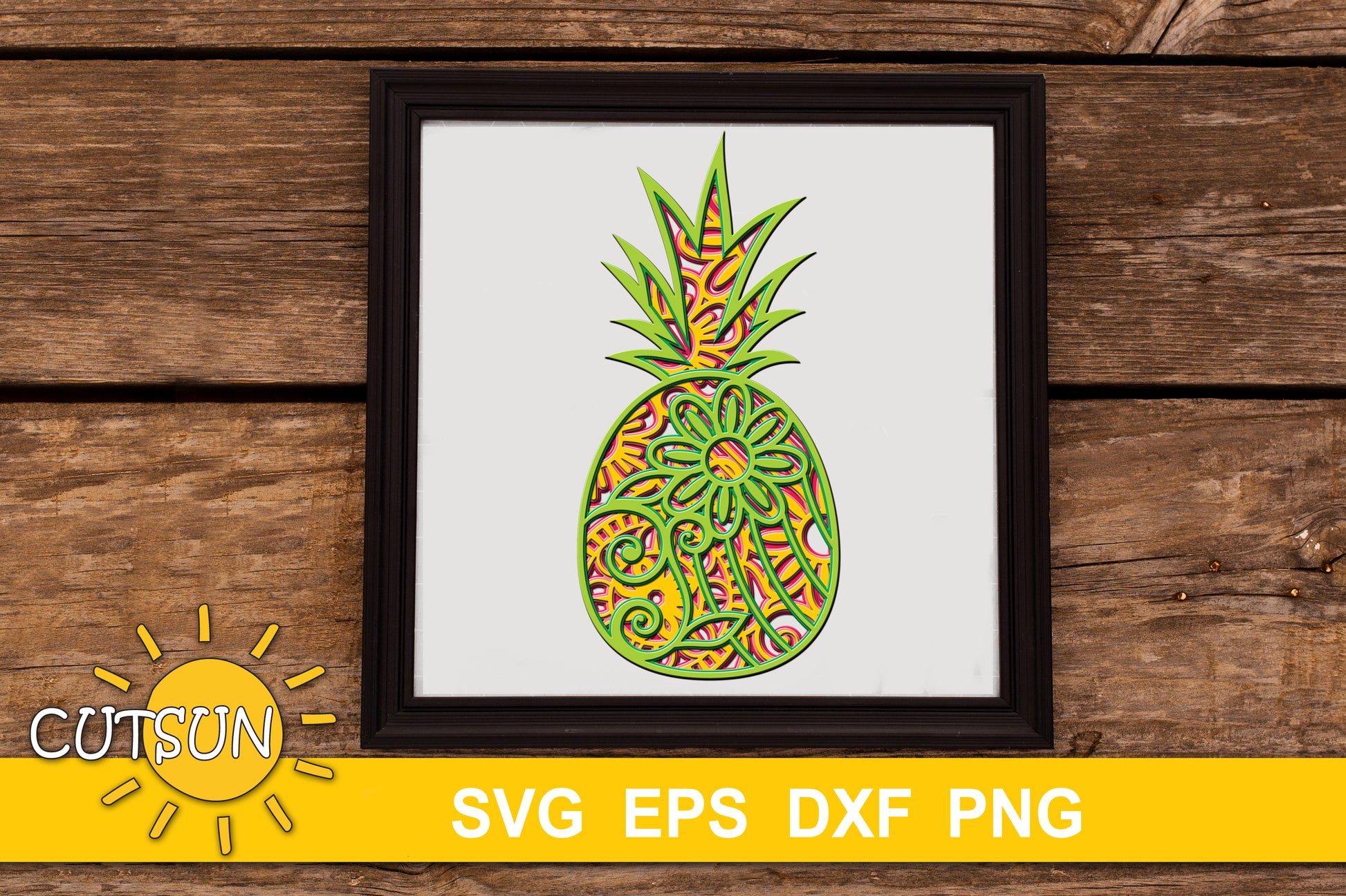 3D layered Pineapple SVG
