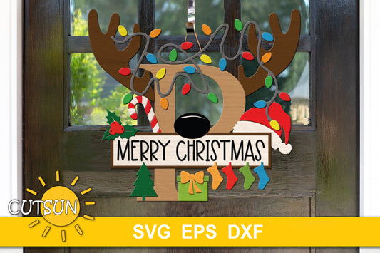 Letter P Christmas monogram door hanger SVG