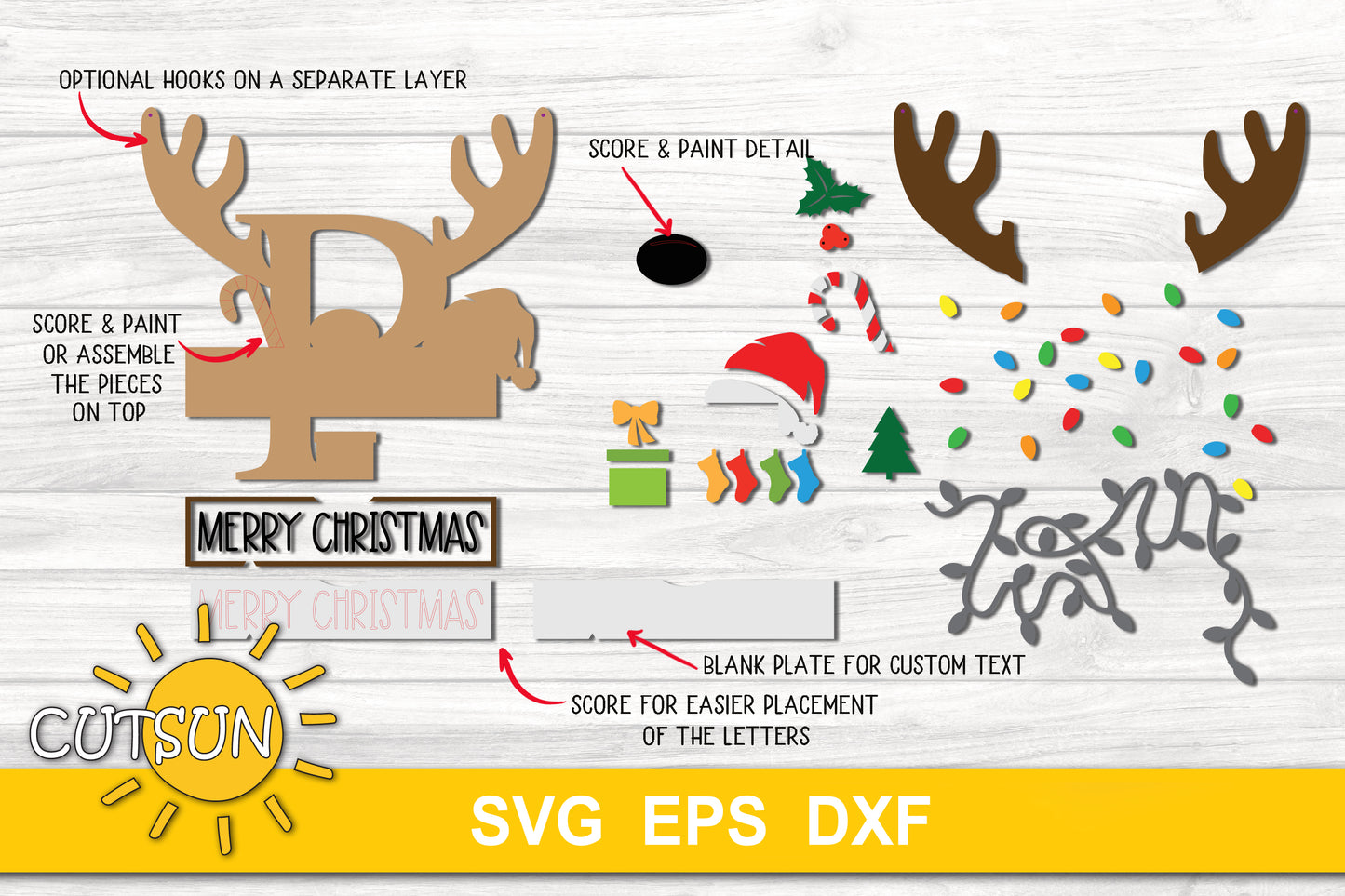 Letter P Christmas monogram door hanger SVG