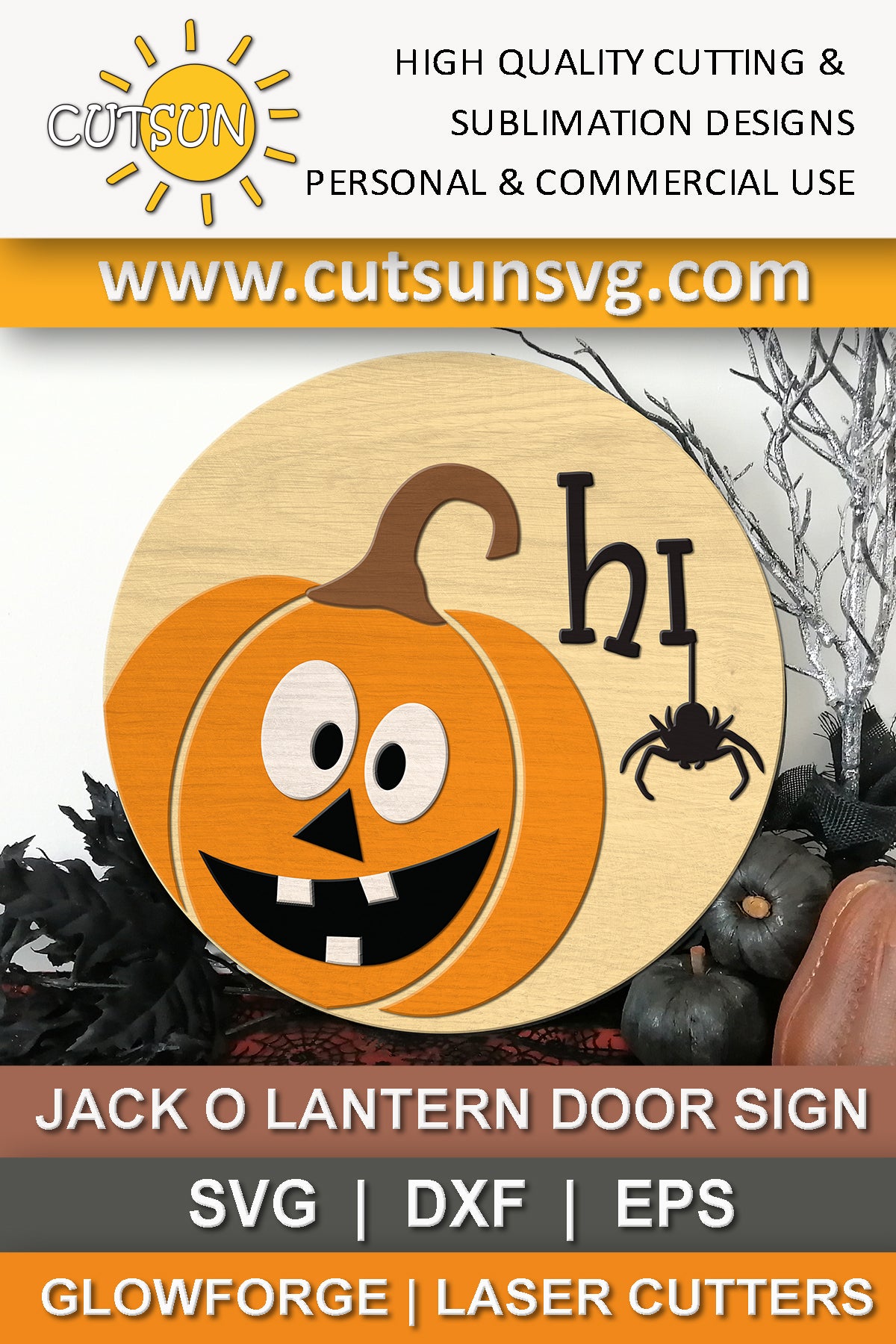 Jack O Lantern Halloween Door hanger SVG