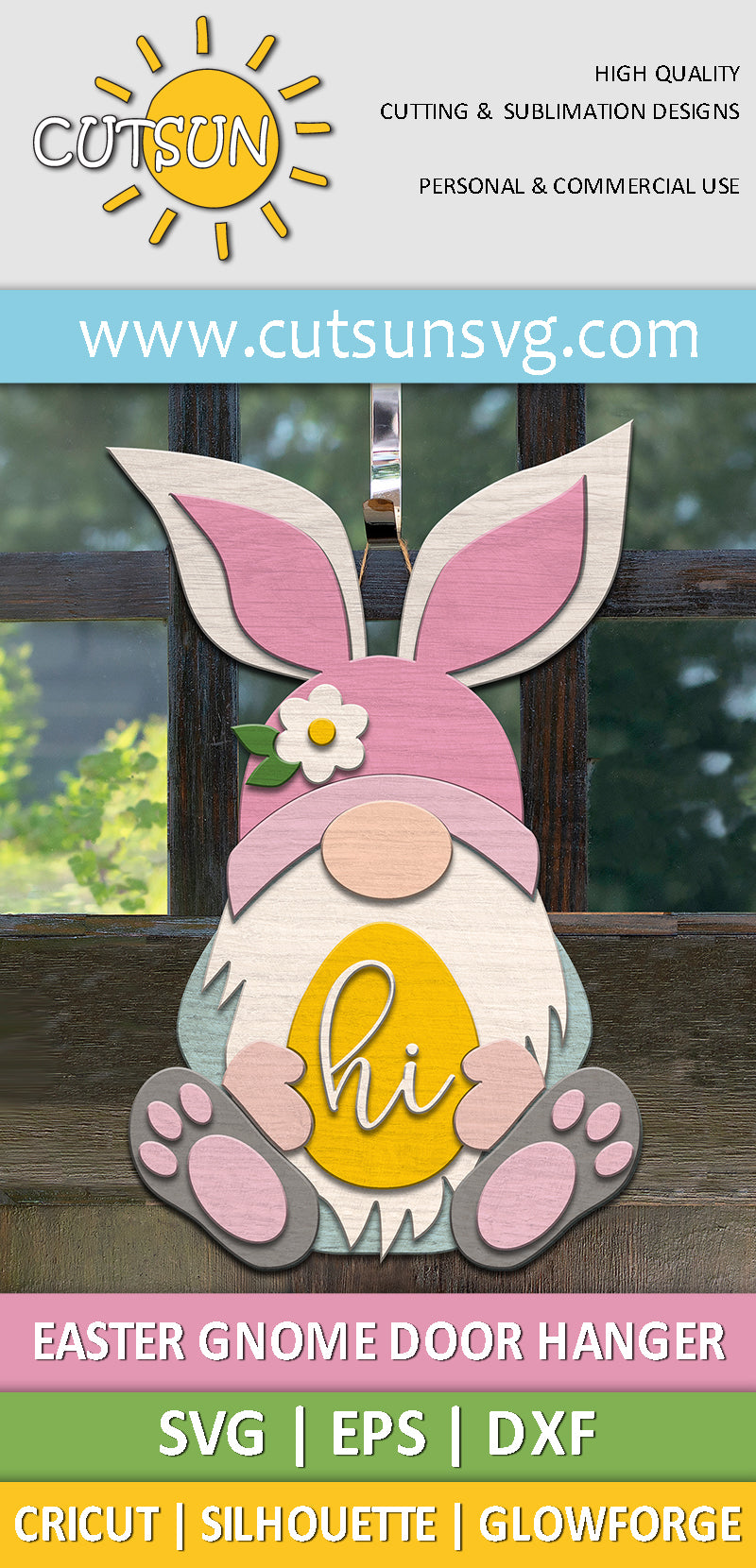 Easter Gnome Door Hanger SVG