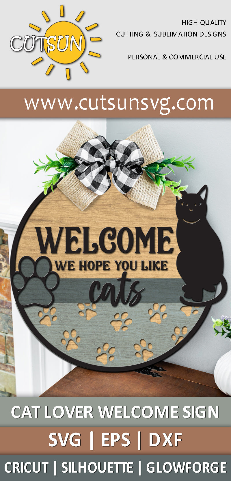 Cat Lover Welcome sign SVG
