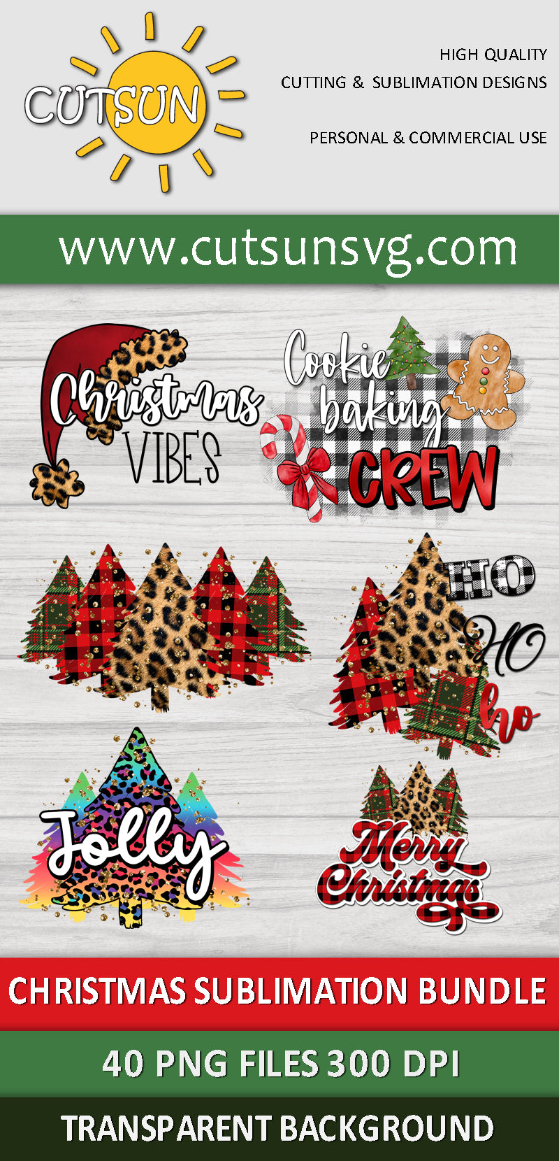 Christmas Sublimation Bundle 40 PNG files
