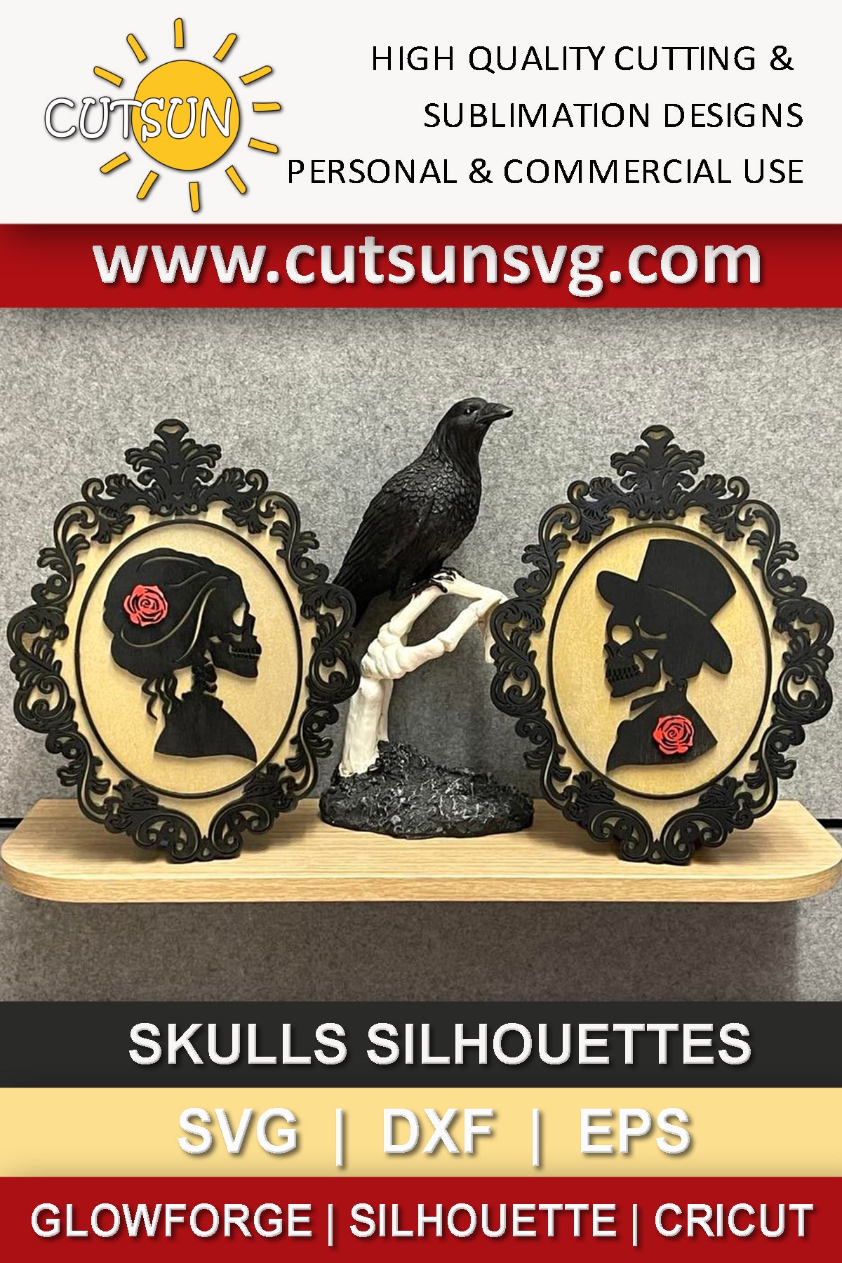 Skulls silhouettes in an oval frame SVG
