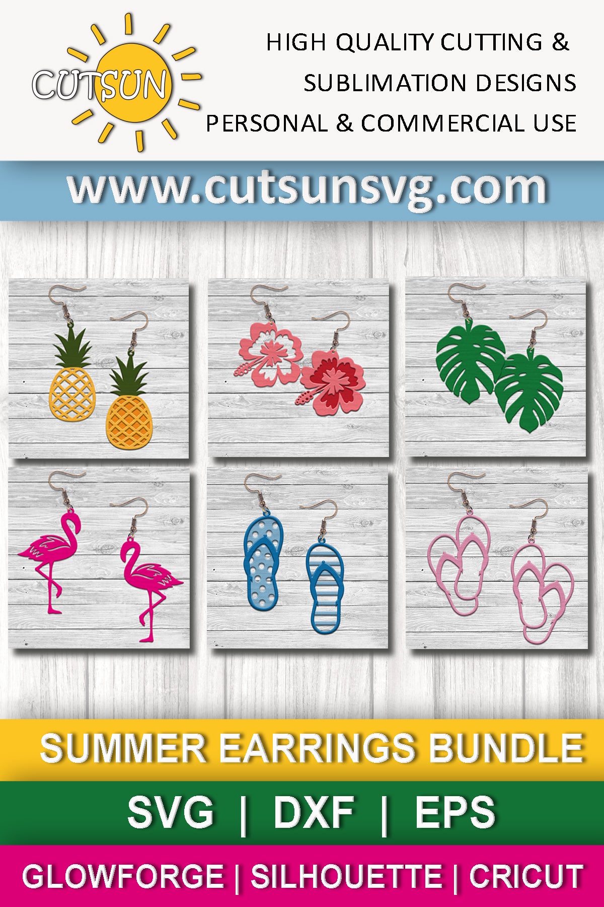 Summer earrings SVG bundle