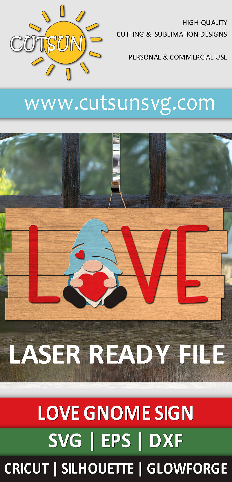 Love Gnome Shiplap Heart Sign SVG | Valentine's day Gnome SVG | Valentines Door Hanger svg