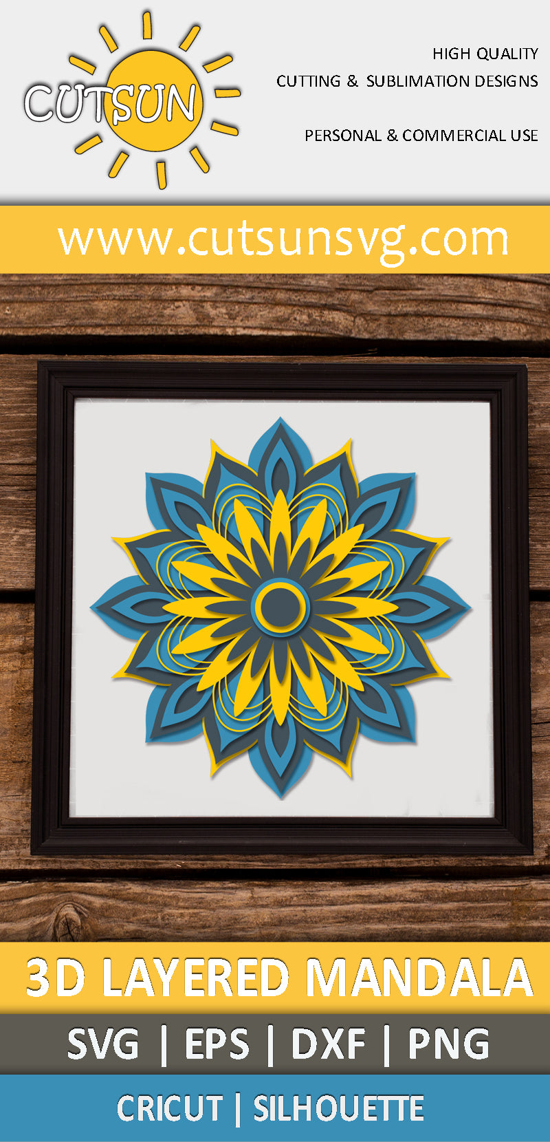 3D Layered Mandala SVG 9 layers