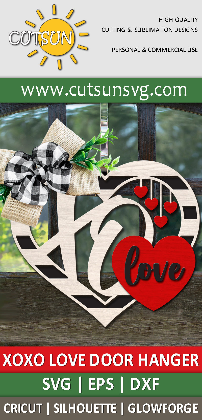 Hearts XOXO Love door hanger svg