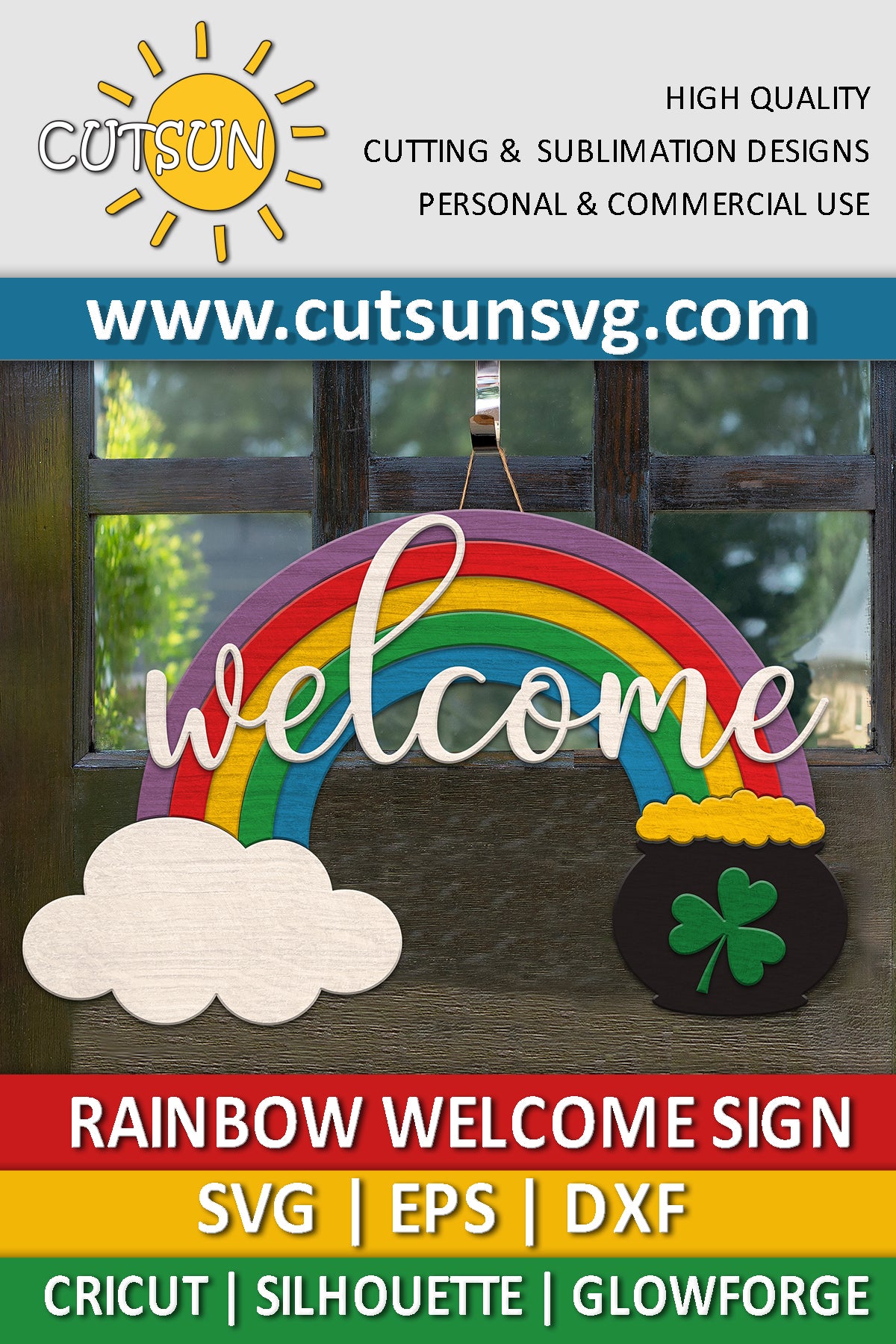 Rainbow Door hanger SVG | St Patrick's day door hanger SVG